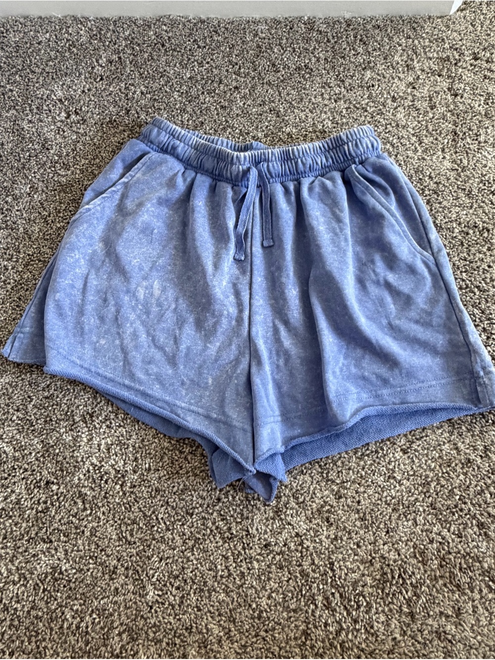 Light Blue Mineral Wash Women's Drawstring Shorts